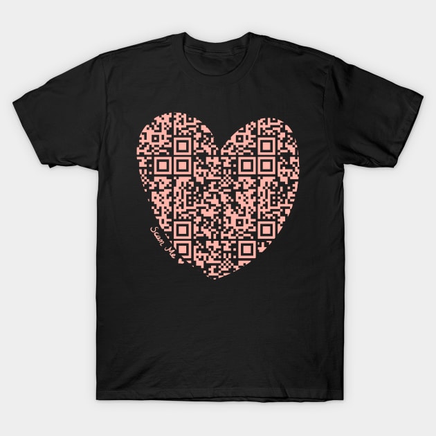 Pastel Red Rick Astley Rickroll QR Code Heart Art T-Shirt by VictoriaLehnard